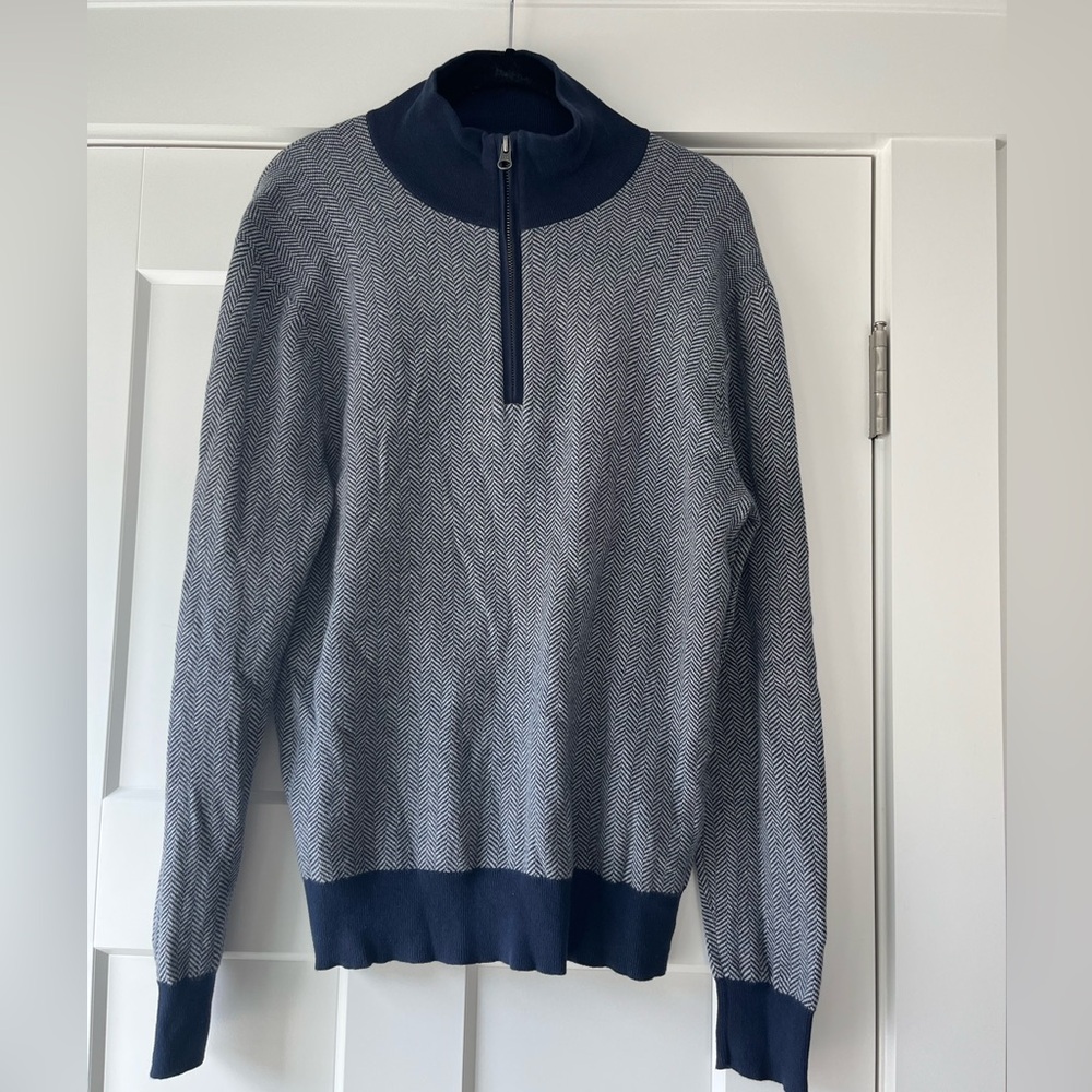 J. Crew Blue and Gray Zip-Up Sweater